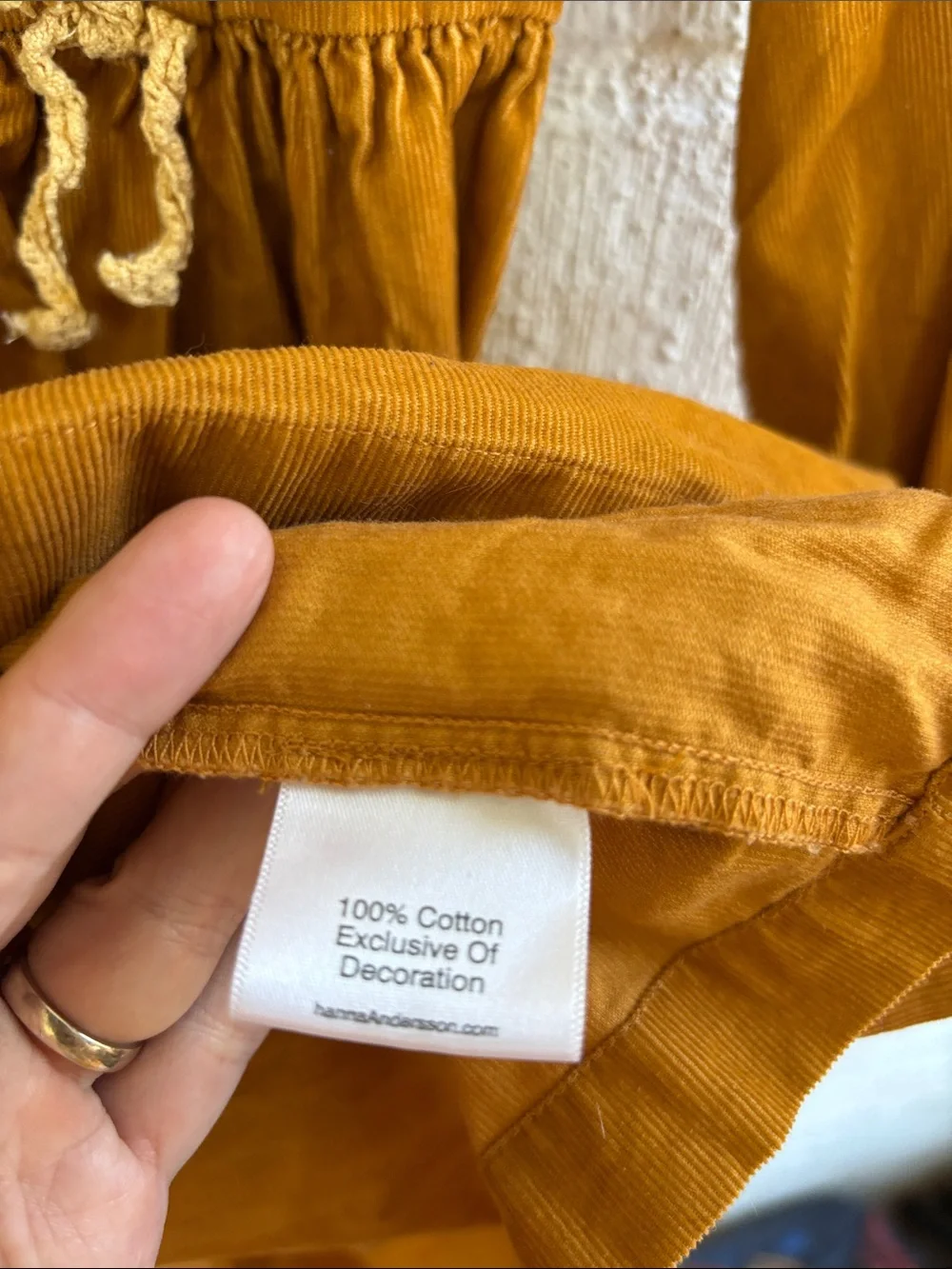 Hanna Andersson Corduroy Mustard Long-Sleeve Button-Front Dress sz 10